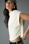 By Anthropologie Funnel-neck Short-sleeve Top In White