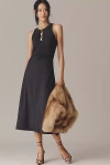 By Anthropologie Sleeveless Hardware Ruched Midi Dress In Black