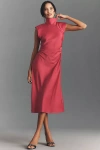 By Anthropologie Sleeveless Mock-neck Midi Dress In Red
