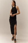 By Anthropologie Sleeveless Open-back Snap Slim Midi Dress In Black