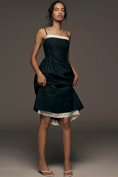By Anthropologie Sleeveless Poplin Midi Dress In Black | ModeSens