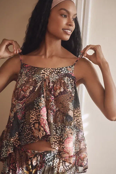 By Anthropologie Sleeveless Raw-edge Top In Multicolor