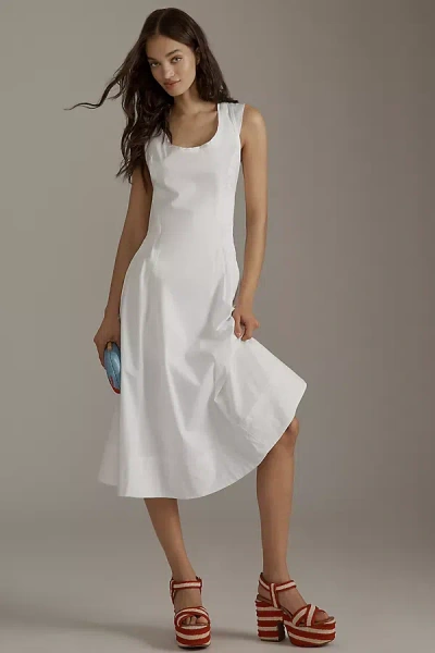 By Anthropologie Sleeveless Scoop-neck Midi Dress In White