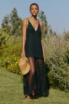 By Anthropologie Sleeveless Sheer Linen Maxi Slip Dress