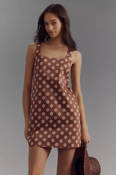 By Anthropologie Sleeveless Square-neck Mini Dress In Multicolor