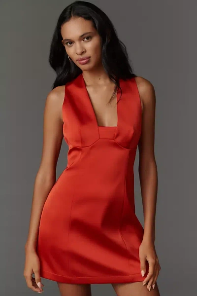 By Anthropologie Sleeveless Square-neck Shift Mini Dress In Red