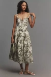 By Anthropologie Sleeveless Sweetheart A-line Midi Dress In Multicolor