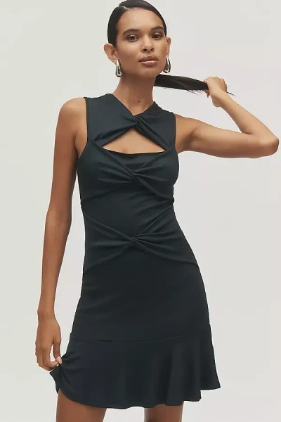 By Anthropologie Sleeveless Twist-front Mini Dress In Black