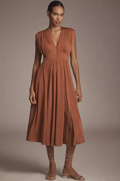 By Anthropologie Sleeveless V-neck A-line Midi Dress