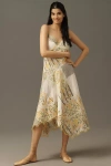 By Anthropologie Sleeveless V-neck Asymmetric Midi Dress In Sand