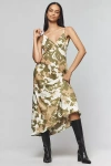 By Anthropologie Sleeveless V-neck Slip Midi Dress In Green