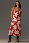 By Anthropologie Sleeveless V-neck Slip Midi Dress In Red