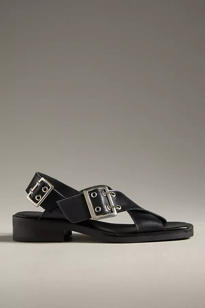 By Anthropologie Buckle Cross-strap Sandals In Black
