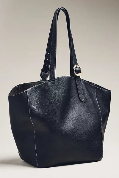 By Anthropologie Slouchy Buckle-strap Tote Bag In Black