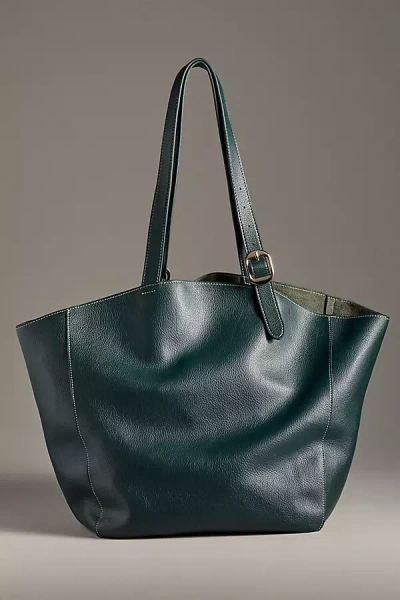 By Anthropologie Slouchy Buckle-strap Tote Bag In Green