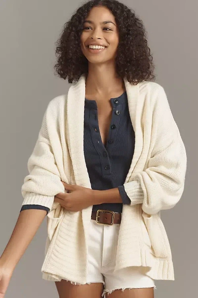 By Anthropologie Slouchy Knit Cardigan Sweater In White