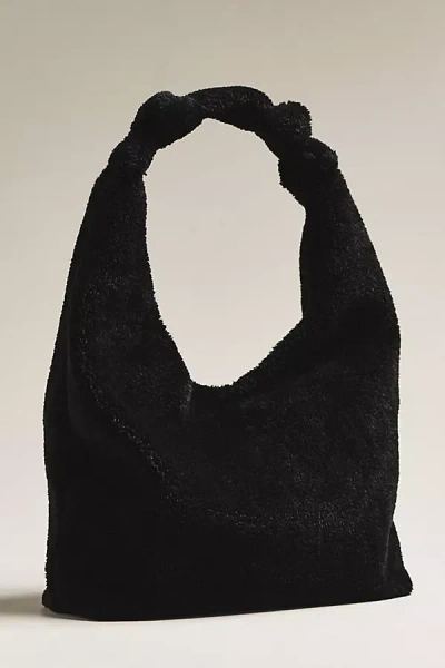 By Anthropologie Slouchy Knotted Sherpa Fleece Shoulder Bag In Black