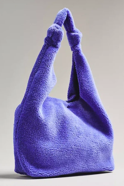 By Anthropologie Slouchy Knotted Sherpa Fleece Shoulder Bag In Blue