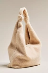By Anthropologie Slouchy Knotted Sherpa Fleece Shoulder Bag In White