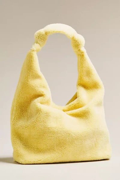 By Anthropologie Slouchy Knotted Sherpa Fleece Shoulder Bag In Yellow