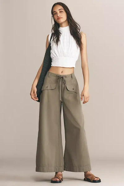 By Anthropologie Slouchy Wide-leg Pants In Green