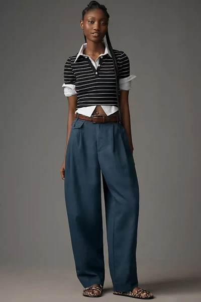By Anthropologie Slouchy Wide-leg Trousers Pants In Blue