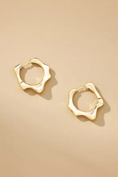 By Anthropologie Small Abstract Molten Huggie Hoop Earrings In Gold