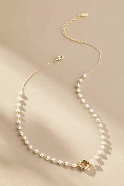 By Anthropologie Small Beaded Charm Necklace In White