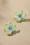 By Anthropologie Small Beaded Floral Post Earrings In Mint