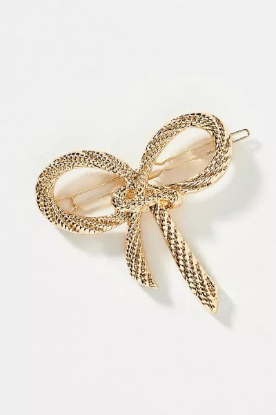 By Anthropologie Small Bow Barrette In Gold