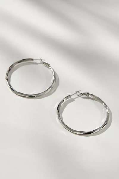 By Anthropologie Small Chase Hoop Earrings In Silver