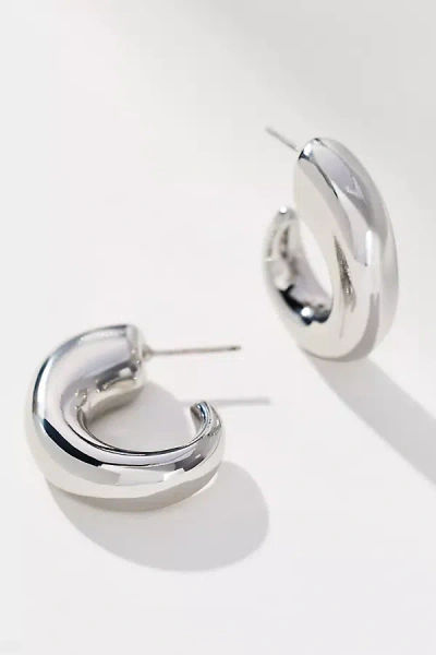 By Anthropologie Small Chunky Huggie Hoop Earrings In Silver