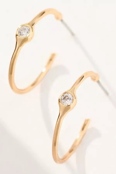 By Anthropologie Small Crystal Stone Hoop Earrings In Gold