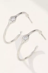 By Anthropologie Small Crystal Stone Hoop Earrings In Silver