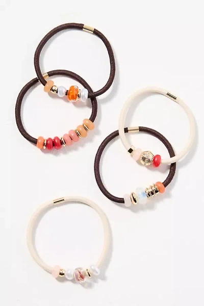 By Anthropologie Small Mixed Beaded Hair Ties, Set Of 6