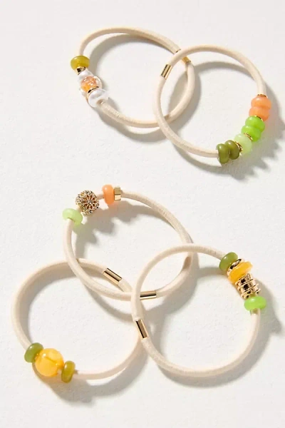 By Anthropologie Small Mixed Beaded Hair Ties, Set Of 6