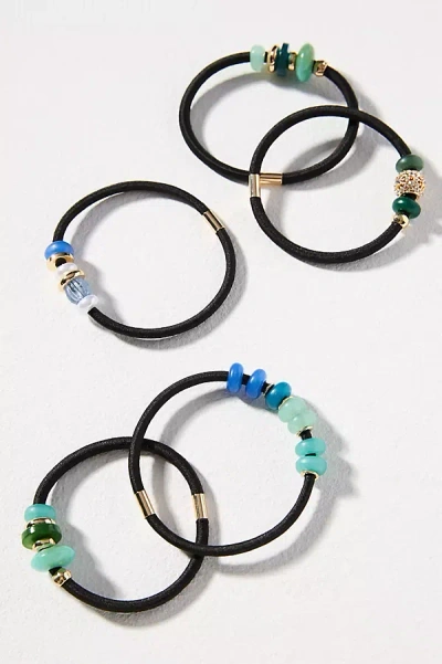 By Anthropologie Small Mixed Beaded Hair Ties, Set Of 6