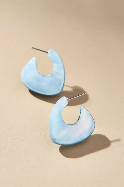 By Anthropologie Small Mother-of-pearl Hoop Earrings In Blue