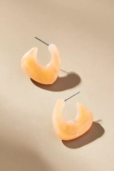 By Anthropologie Small Mother-of-pearl Hoop Earrings In Orange