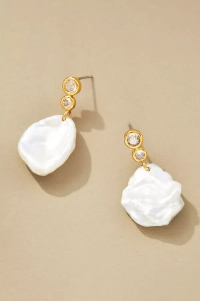 By Anthropologie Small Natural Pearl Drop Earrings In White