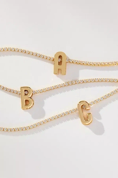 By Anthropologie Small Shimmered Monogram Necklace In Gold