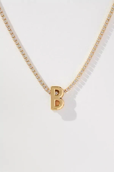 By Anthropologie Small Shimmered Monogram Necklace In Gold