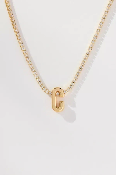 By Anthropologie Small Shimmered Monogram Necklace In Gold