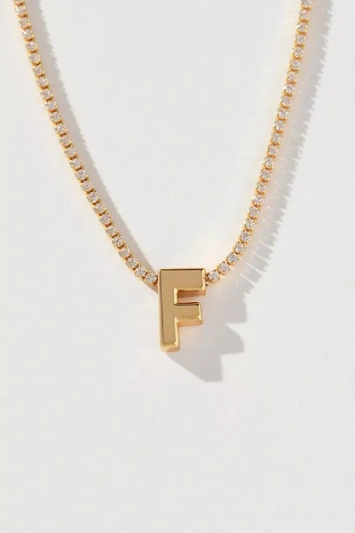 By Anthropologie Small Shimmered Monogram Necklace In Gold