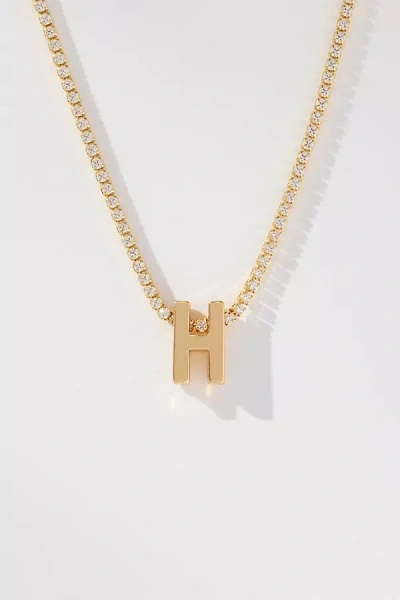 By Anthropologie Small Shimmered Monogram Necklace In Gold