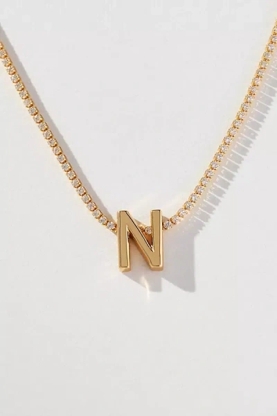 By Anthropologie Small Shimmered Monogram Necklace In Gold