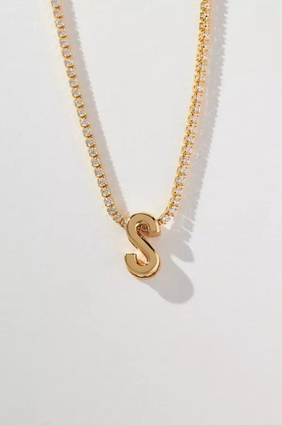 By Anthropologie Small Shimmered Monogram Necklace In Gold