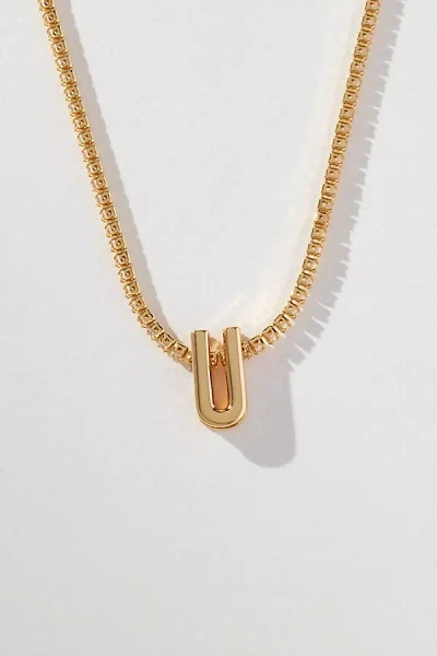 By Anthropologie Small Shimmered Monogram Necklace In Gold
