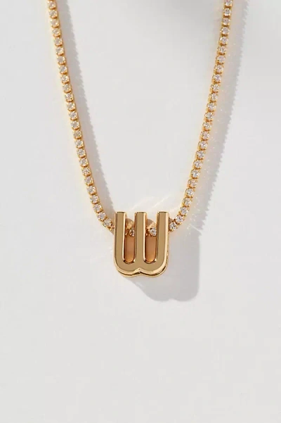 By Anthropologie Small Shimmered Monogram Necklace In Gold