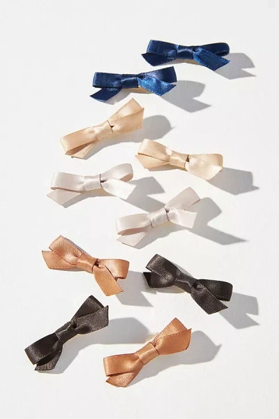 By Anthropologie Small Silky Bow Clips, Set Of 10 In Brown